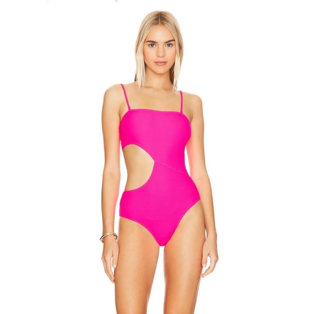 Solid & Striped Cameron New Cutout One Piece Swimsuit New Size L Pink Revolve